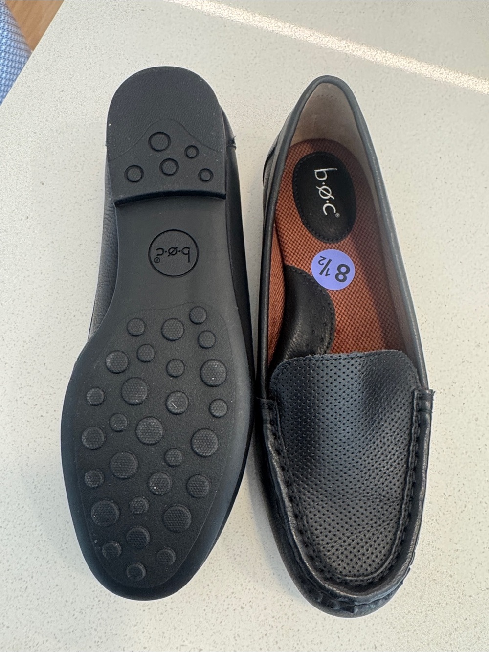Brand new: b.o.c. Black Perforated Leather Slip-On Loafers